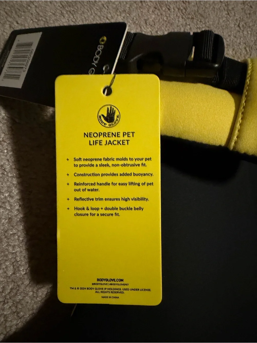 Body Glove Neoprene Dog Life Jacket, Yellow, Medium